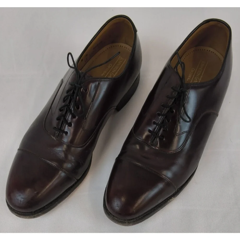 Johnston & Murphy Optima Dress Shoes Men's 10 D Cap Toe Burgundy Oxfords #W5266